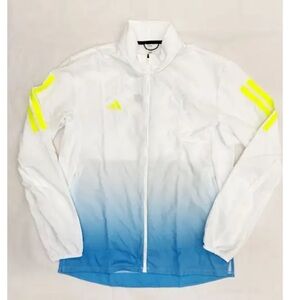 Adidas MC Logo Coaches Full Zip Adizero Running Jacket Men's White Blue JF9046